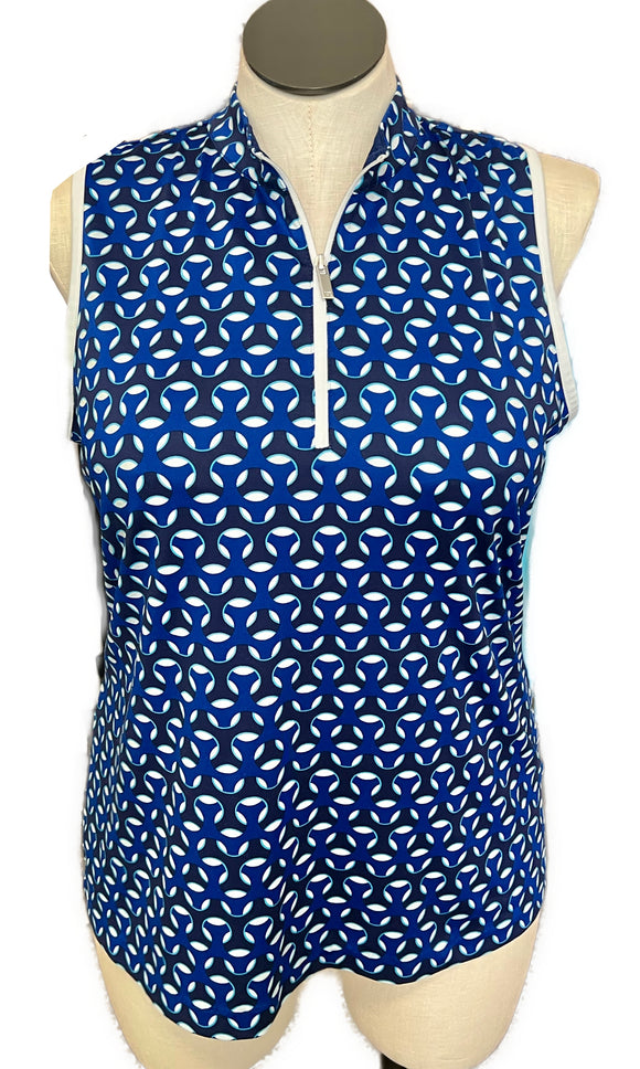 Tail Royal & Navy Geo Print Sleeveless Golf Top Size XL MSP$96