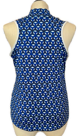 Tail Royal & Navy Geo Print Sleeveless Golf Top Size XL MSP$96 - 0