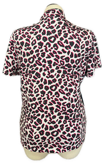 Tail White, Black & Pink Animal Print Short Sleeve Golf Top Size XL MSP$105 - 0