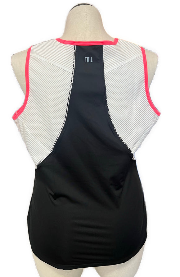 New Tail Activewear Black, White & Floral Tennis Tank Size XL MSP$75