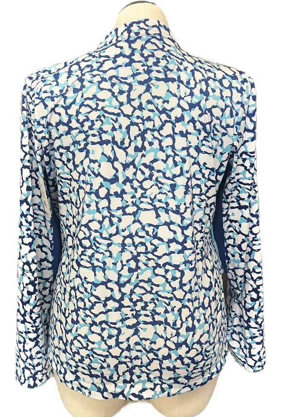 Tail Activewear Blue & White Animal Print Long Sleeve Pullover Size XL MSP$100