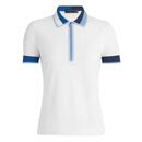 New Women's G/Fore Zip Tech Pique Golf Polo White/Blue MSP$130-1