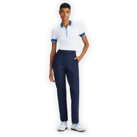 New Women's G/Fore Zip Tech Pique Golf Polo White/Blue MSP$130