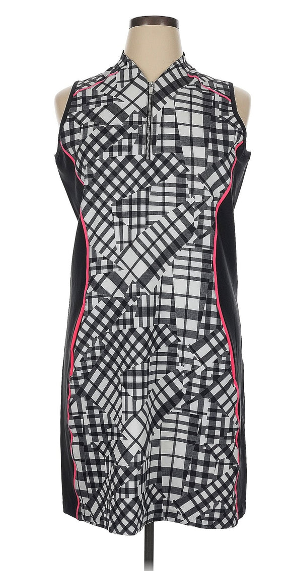 Tail Black & White Patchwork Print Sleeveless Golf Dress Size XL MSP$100