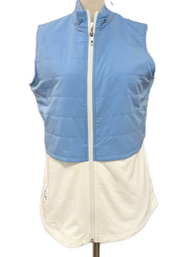 New Footjoy Women's Layered Insulated Golf Vest White/Blue Size S MSP$176