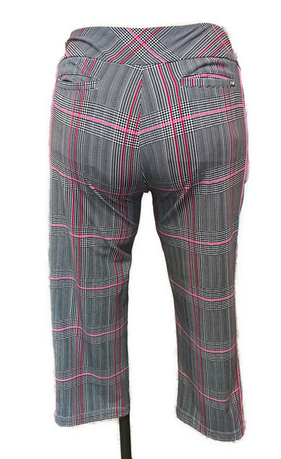 Tail Activewear Women's Black & Pink Plaid Golf Capri Pants Size 12 MSP$95