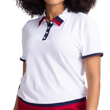 New Kinona Women's White Let Loose Short Sleeve Golf Top MSP$124