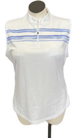 Footjoy Women's White & Purple Watercolor Sleeveless Golf Polo Size XL MSP$80