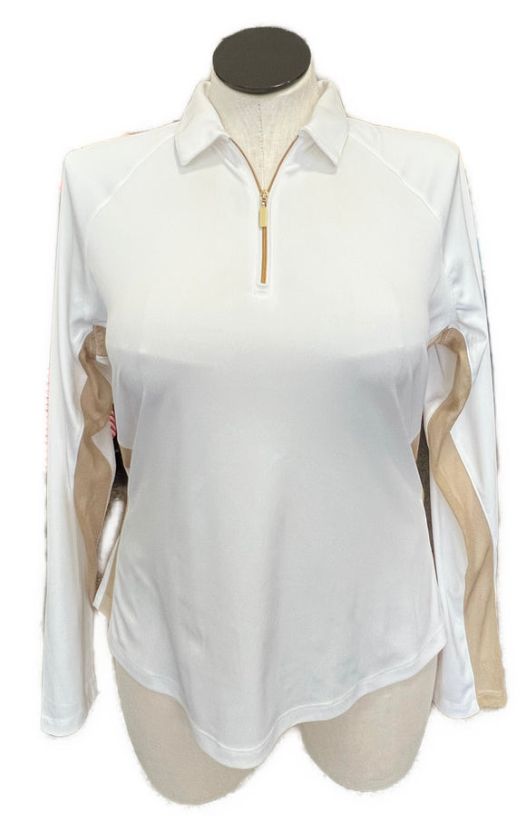 Greg Norman Solar XP White & Gold Women's Golf Sun Shirt Size XL MSP$85