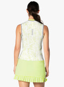 New Lucky in Love Women's Electric Toile Sleeveless Zip Tank Lemon Size L MSP$84-2