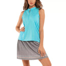 New Lucky in Love Women's Ruching Along Sleeveless Golf Top - Sky MSP$68-1