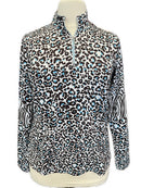 GGBlue Women's White, Brown & Blue Animal Print Golf Pullover Size XL MSP$86-1