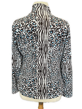 GGBlue Women's White, Brown & Blue Animal Print Golf Pullover Size XL MSP$86 - 0