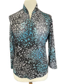 Jamie Sadock Sunsense Black & Blue Animal Print Long Sleeve Golf Top Size L MSP$98-1