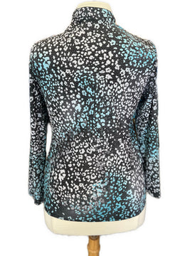 Jamie Sadock Sunsense Black & Blue Animal Print Long Sleeve Golf Top Size L MSP$98 - 0