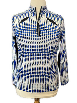 Tail Activewear White, Blue & Black Dot Print Golf Pullover Size XL MSP$100