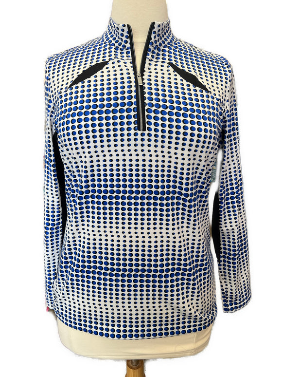 Tail Activewear White, Blue & Black Dot Print Golf Pullover Size XL MSP$100