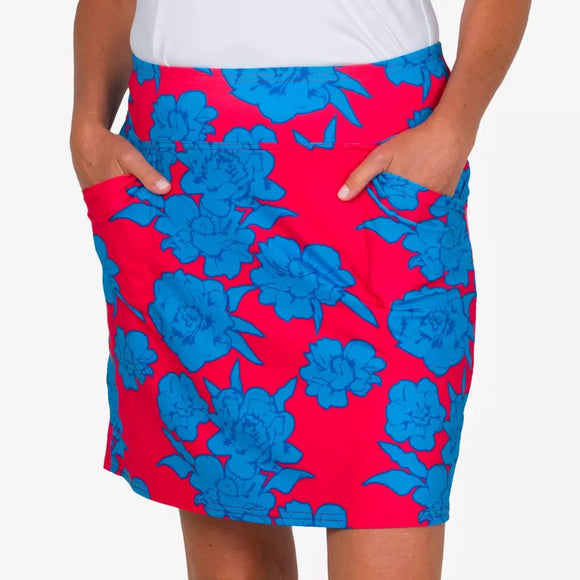 Jofit Mina Bold Floral Print Golf Skort- Red/Blue Size L MSP$92