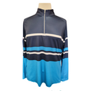 Lady Hagen Navy, Blue & White Striped Zip Mock Golf Pullover Size XXL-1