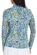 New Ibkul Women's Naomi Long Sleeve Print Zip Golf Sunshirt - Navy MSP$100-2
