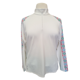 RLX Ralph Lauren Women's White Golf Pullover Mosaic Print Accents Size XXL MSP$148