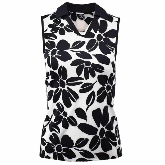 Tail Black & White Women's Floret Sleeveless Golf Top Size M MSP$83