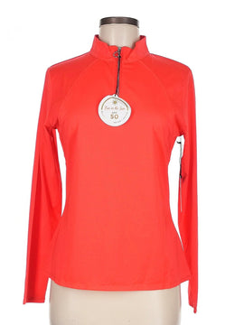 New Tail Activewear Women's Red Mock Zip Long Sleeve Golf Top Size M MSP$95