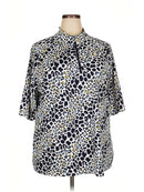 Tail White Label White & Navy Animal Print Half Sleeve Golf Top Size 3X-1