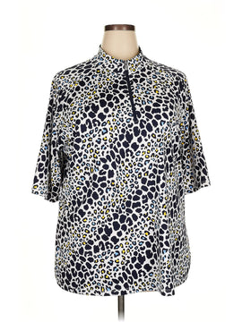 Tail White Label White & Navy Animal Print Half Sleeve Golf Top Size 3X