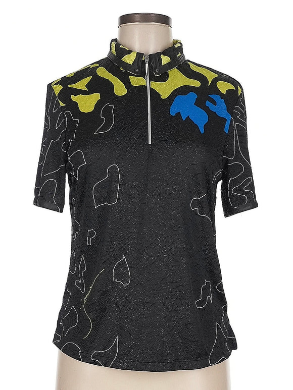 Jamie Sadock Women's Black, Yellow & Blue Textured Golf Top Size M MSP$90