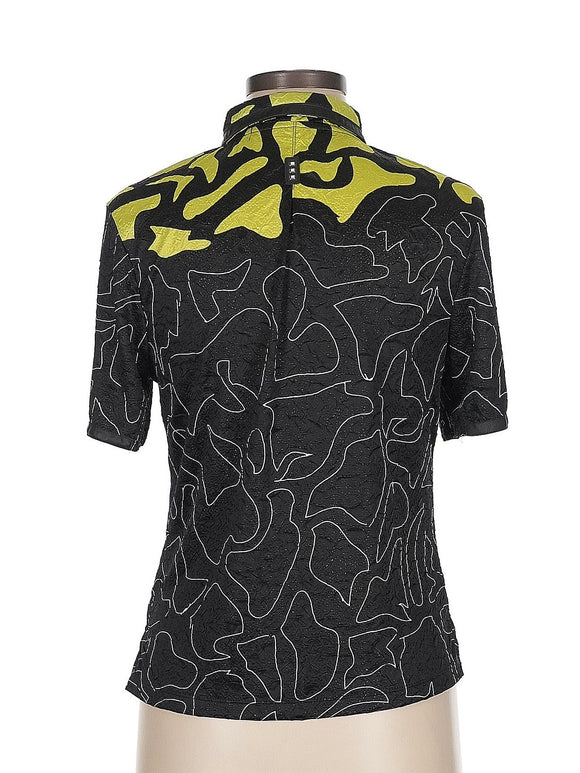 Jamie Sadock Women's Black, Yellow & Blue Textured Golf Top Size M MSP$90