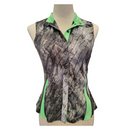 Jamie Sadock Gray Print Sleeveless Golf Top w/ Green Accents Size S.-2
