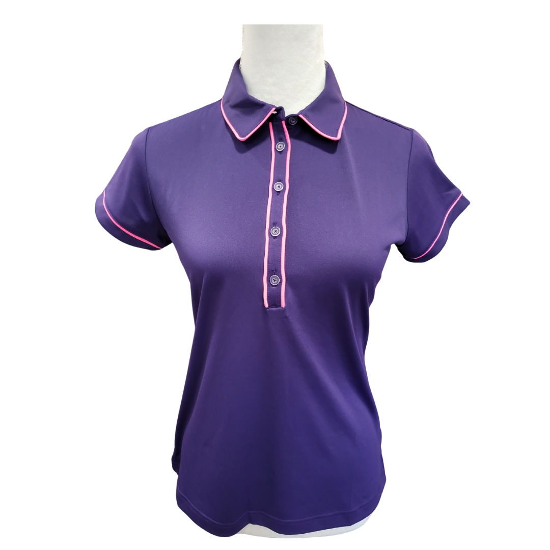New Adidas Purple Women's Golf Polo w/ Hot Pink Accents Size S