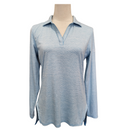 Footjoy Light Blue Micro Striped Women's Long Sleeve Polo Size S MSP$88-1