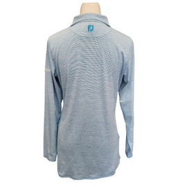 Footjoy Light Blue Micro Striped Women's Long Sleeve Polo Size S MSP$88 - 0