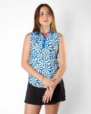 New Sunday Swagger Women's Flower Power Sleeveless Golf Polo-1