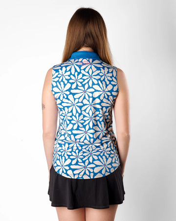 New Sunday Swagger Women's Flower Power Sleeveless Golf Polo - 0