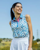 New Sunday Swagger Women's Flower Power Sleeveless Golf Polo-3