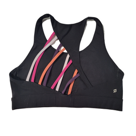 Peloton Black Sports Bra w/ Multicolored Straps Size L MSP$58 - 0