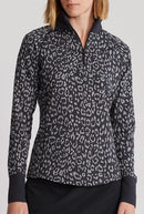 Ralph Lauren Black & Gray Animal Print 1/4 Zip Women's Pullover Size XXL-1