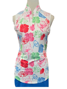 Bette & Court Floral Sleeveless Golf Top Size M MSP$84