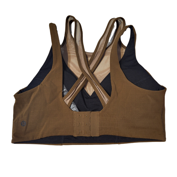 Lululemon Antique Brass Duo Strap Mesh Sports Bra Size 8