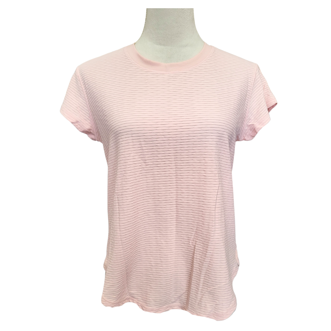 New Calia Light Pink Sher Striped Women's Workout Tee Size S MSP$44