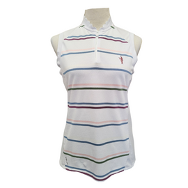 Ralph Lauren RLX Multicolored Stripe Sleeveless Polo w/ Scallop Collar Size S