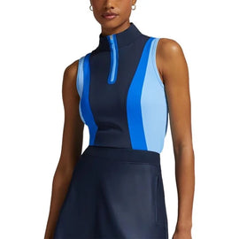 New G/FORE Womens Colour Block Silky Tech Nylon Sleeveless Golf Polo Size L MSP$110 - 0