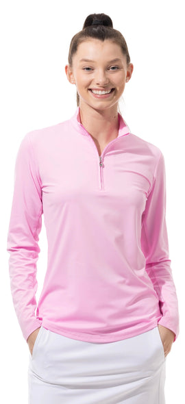 New San Soleil Pink Sunglow Zip Mock Size L MSP$104