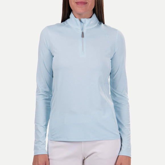 New Women's Kjus Collagen Midlayer Golf Half Zip -Icy Bllue MSP$199