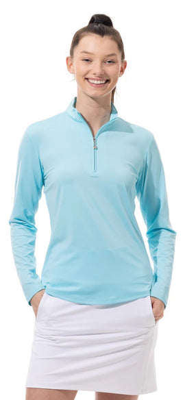 New San Soleil Ladies UPF 50 SunGlow L/S Zip Mock - Capri Size XL MSP$104
