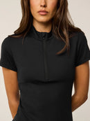 New Greyson Women's Black Short Sleeve Halley Quarter Zip Golf Top MSP$118-1