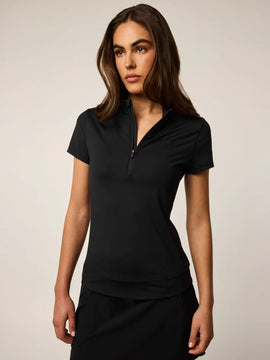 New Greyson Women's Black Short Sleeve Halley Quarter Zip Golf Top MSP$118 - 0